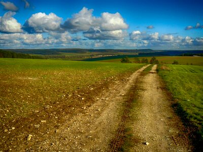 Farm fields sky