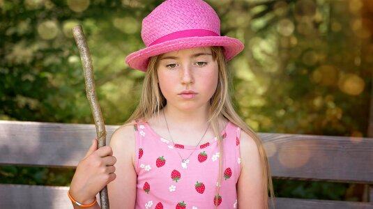 Girl hat floor