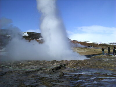 Eruption of Strokkur Geyser in Iceland photo