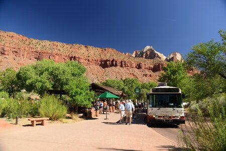 Amazing landscape of canyon in Zion National Park, The Narrow photo