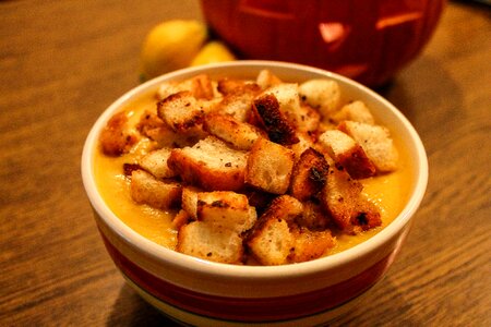 Cream soup eating kitchen