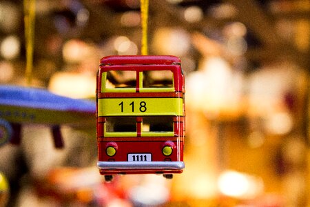 Toy red tin car photo