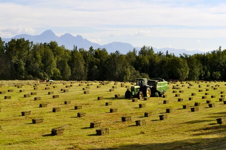 Tractor bale agriculture photo