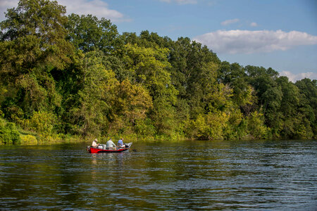 Group fly fishing from drift boat on White River-2