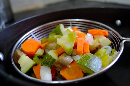 Chopped veggies sieve photo