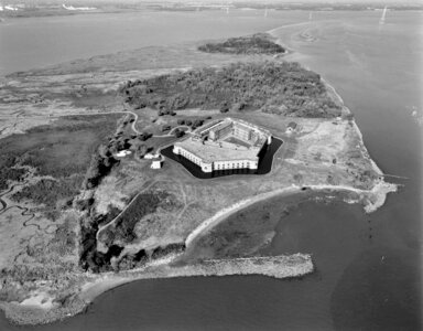 Fort Delaware State Park black and white photo