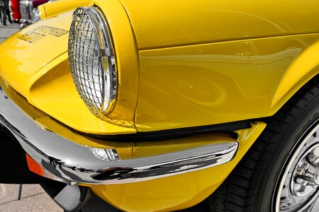 Metallic yellow car photo