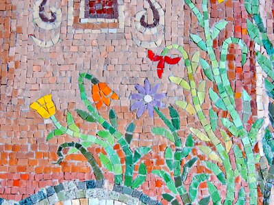 Flowers handmade mosaic photo