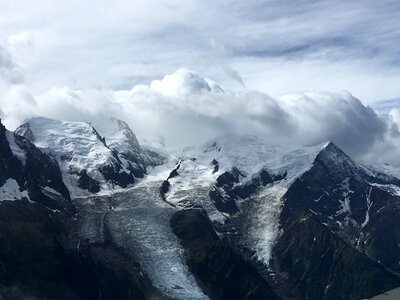 View of the Mont Blanc massif and Chamonix