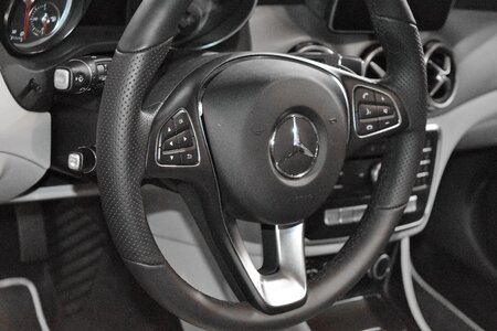 Monochrome steering wheel dashboard photo