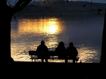 Sunset lake in the evening