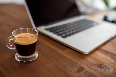 MacBook Computer & Espresso Coffee photo
