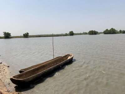 Landscape river canoe photo