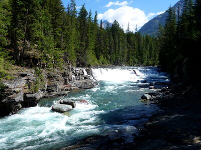 Mountains river trees photo