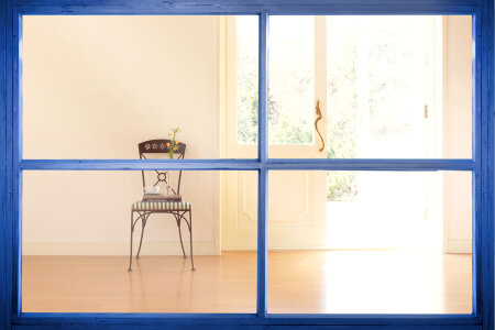 livingroom viewed from window frame photo