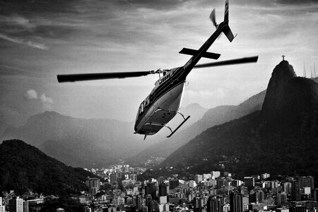 Black and White Helicopter over Rio, Brazil