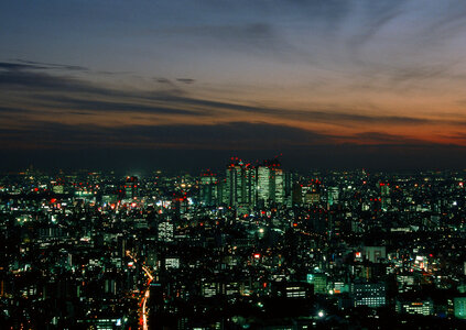 Landscape of Tokyo downtown at night photo