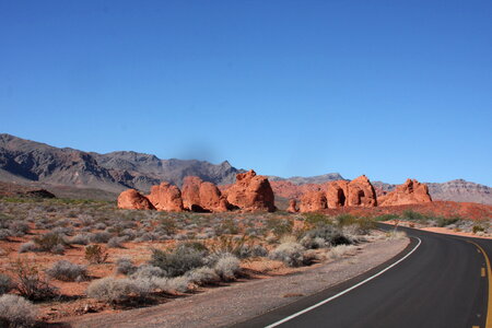 Winding road in Valley of the Fire national park in Nevada