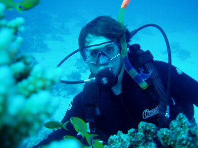 Breathing apparatus underwater sea photo