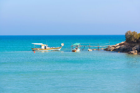 Fishing boat at calm sea. Mediterranean photo