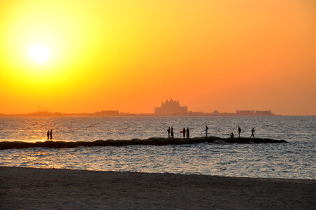 Sunset at the Beach in Dubai, United Arab Emirates, UAE photo