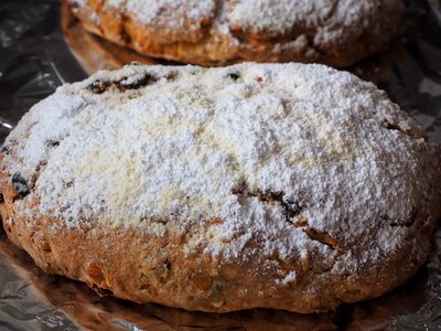 Christmas baking christmas stollen icing sugar photo