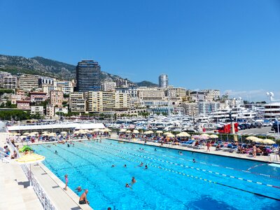 Pool water sun loungers photo