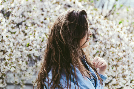 outdoor portrait of a beautiful Caucasian woman photo