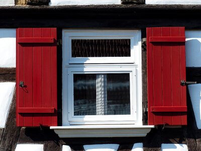 Window shutter red photo