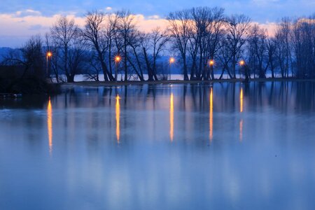 Twilight frozen lake photo