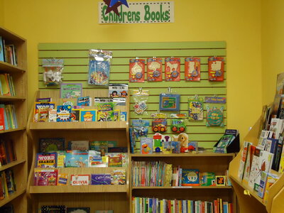 Kids books and toys display photo