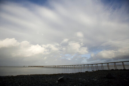 Dock leading out into the water at Izembek National Wildlife Refuge photo