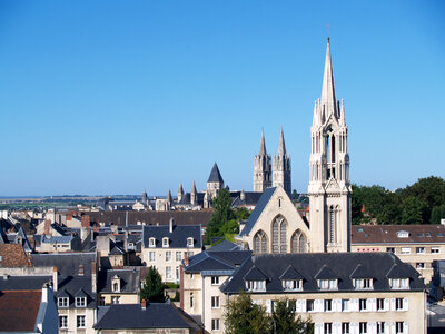 Downtown Caen and the Abbey of St. Étienne in France photo