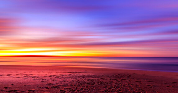 Dawn over the coastline and colorful skies in New South Wales, Australia photo