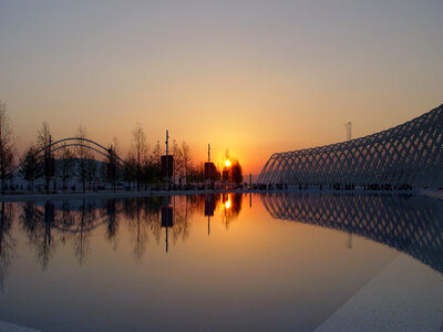 Sunset view of the OAKA Complex in Marousi, Greece