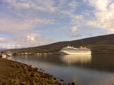 Cruise ship in the harbour in Akureyri, Iceland photo