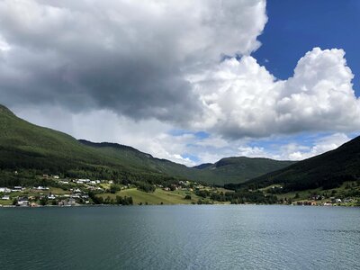 Mountain landscape shore photo