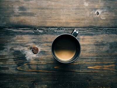 Wooden espresso breakfast photo