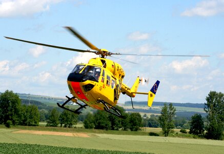 Yellow air rescue flying