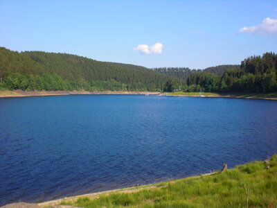 Blue water in Okerstausee reservoir photo
