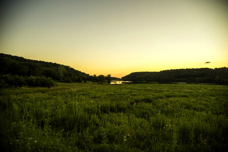 Sunset landscape with Indian lake in Wisconsin photo