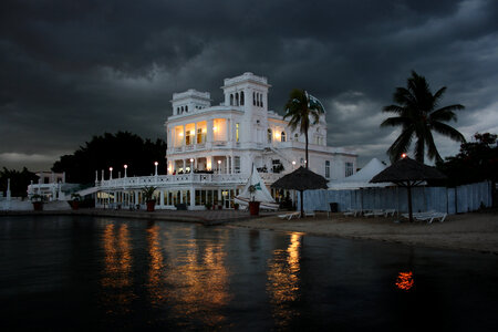 Seaside Resort at night in Cuba photo