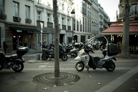 Scooters Parked on a Parisian Street photo