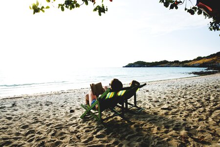 Woman Beach Reading Book Sand