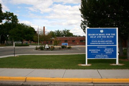 Main entrance and administration offices of the ISDB in Gooding, Idaho