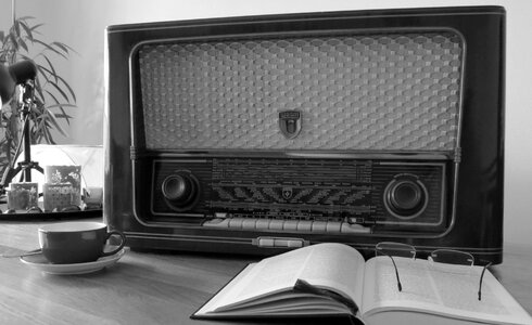 Receiver music black and white photo