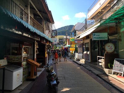 tourists are shopping at old town in Phuket photo