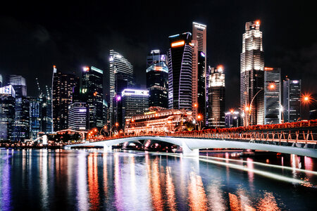 Towers, bridge, skyscrapers, and Cityscape in Singapore photo