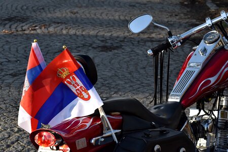 Flag mirror motorcycle photo