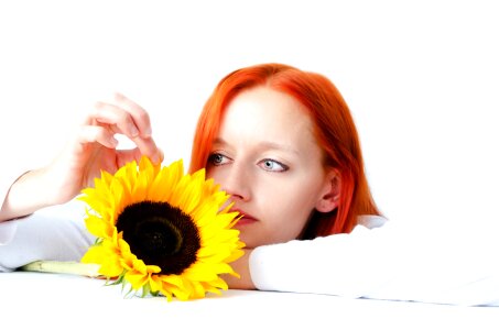 Beautiful Young Caucasian Woman With Flowers photo